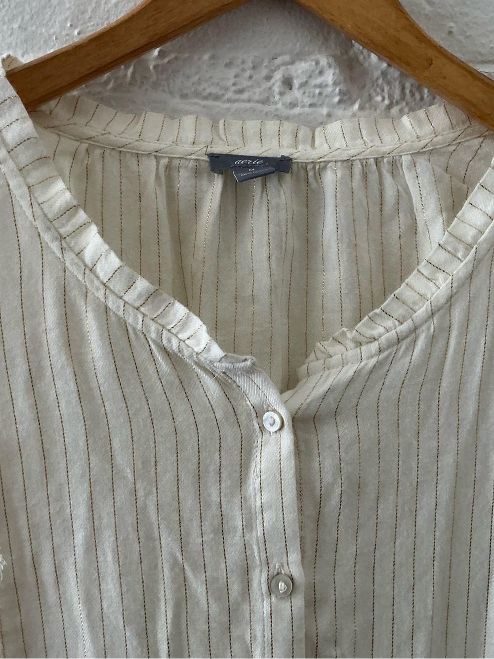 Aerie Flowy Ruffled Tunic Top Blouse Cream Coquette Feminine Festival Fairy Boho - Picture 4 of 11